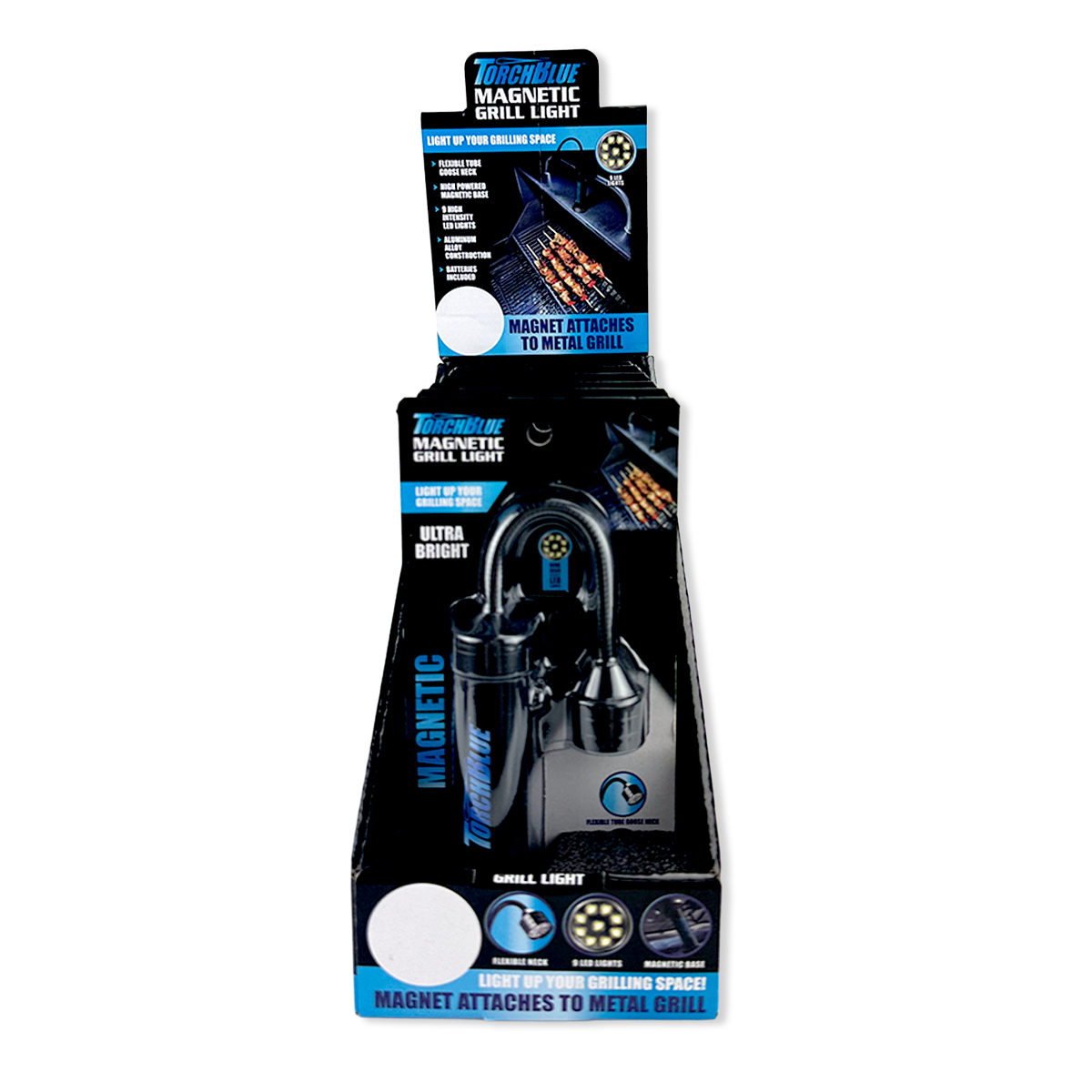 Grill LED Flashlight Matte Finish with Magnetic Stand - 6 Pieces Per Retail Ready Display 24969 TORCH BLUE