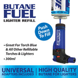 300ML Bulk Torch Blue Butane Refill - 9 Pieces Per Retail Ready Display 41525