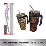 30 oz Insulated Stainless Steel Cup with Handle & Straw Assortment- 17 Pieces Per Pack 88530