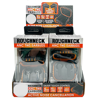 ITEM NUMBER 023695 ROUGHNECK WIRELESS EARBUDS 6 PIECES PER DISPLAY