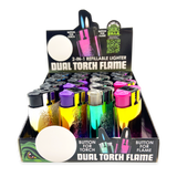 Metallic Dual Flame N Torch Lighter- 16 Pieces Per Retail Ready Display 23696