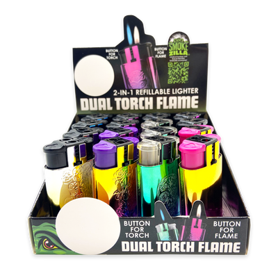 ITEM NUMBER 023696 DUAL FLAME N TORCH LIGHTER 16 PIECES PER DISPLAY