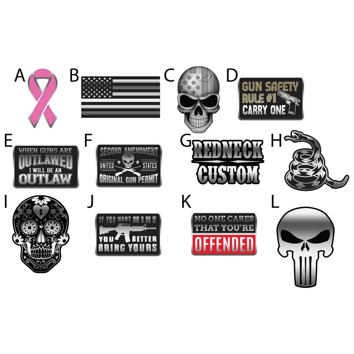 Patriotic Tac Gear Magnetic Metal Decal Stickers 12 Pieces Per Retail Ready Display 23757 - NOVELTY INC WHOLESALE
