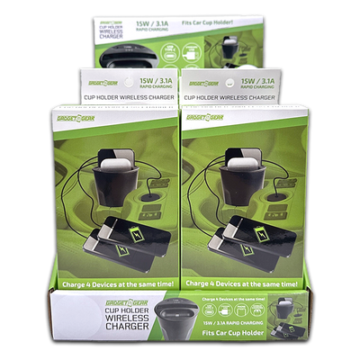 ITEM NUMBER 023765 CUP HOLDER 15W WIRELESS CHARGER 4 PIECES PER DISPLAY