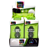 Car Charger DC Dual Port USB / USB-C with RGB Light Effects- 6 Pieces Per Retail Ready Display 23878