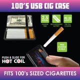 100s Cigarette Case with USB Coil Lighter- 8 Pieces Per Retail Ready Display  24362