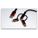 Charging Cable USB 3 in 1 Multi-Head USB-C / Micro USB / Lightning 10FT - 3 Pieces Per Pack 24561 ROUGHNECK