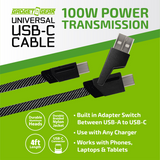 Charging Cable USB-C to USB-C with USB Adapter 4FT 100 Watts- 6 Pieces Per Display 25080