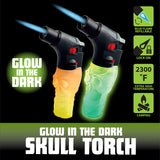 Glow In The Dark Skull Torch Lighter- 12 Pieces Per Retail Ready Display 25093