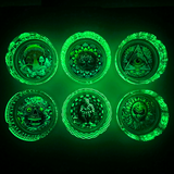 Glow in The Dark Glass Ashtray - 6 Pieces Per Retail Ready Display 25136