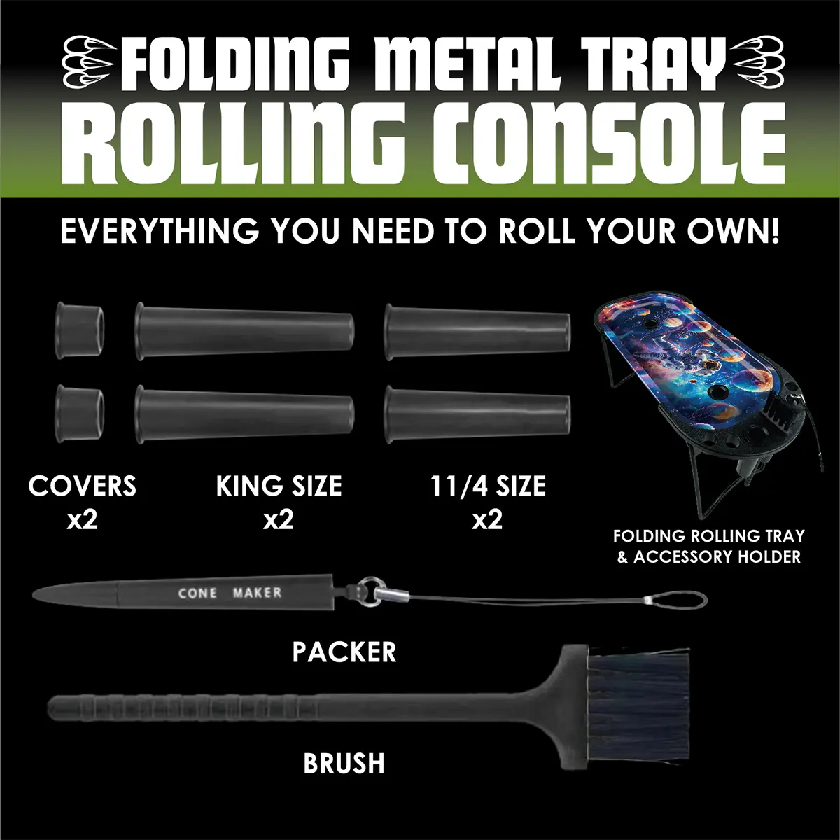 Folding Metal Tray Rolling Console - 6 Pieces Per Retail Ready Display 25267 - NOVELTY INC WHOLESALE