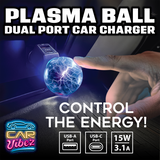 Car Charger Dual Port USB-A/USB-C 3.1-Amp Plasma Ball - 6 Pieces Per Retail Ready Display 25275