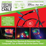 Christmas Light 3FT USB-to-Lightning / USB-C Sync and Charge Cables - 6 Pieces Per Display 25327