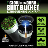 Glow In The Dark Lid Butt Bucket Ashtray with LED Light - 6 Per Retail Ready Display 25397