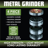 Metal 4 Piece Grinder with Printed Top - 6 Pieces Per Retail Ready Display 25551