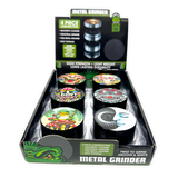 Metal 4 Piece Grinder with Printed Top - 6 Pieces Per Retail Ready Display 25551