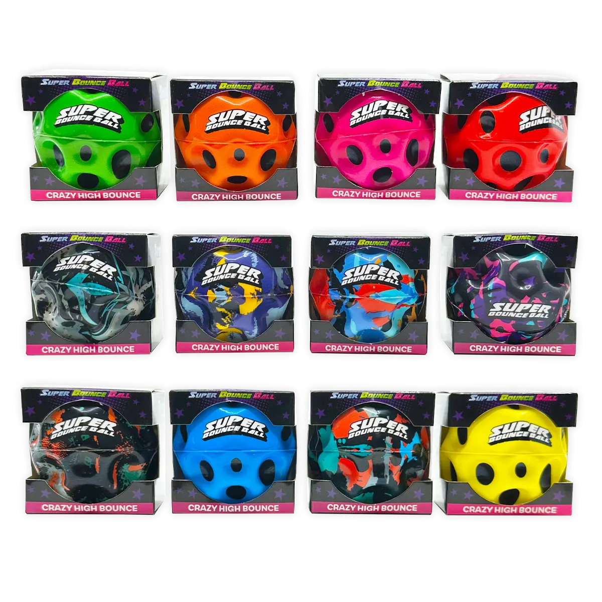Super Bounce Ball - 12 Pieces Per Retail Ready Display 25815 - NOVELTY INC WHOLESALE