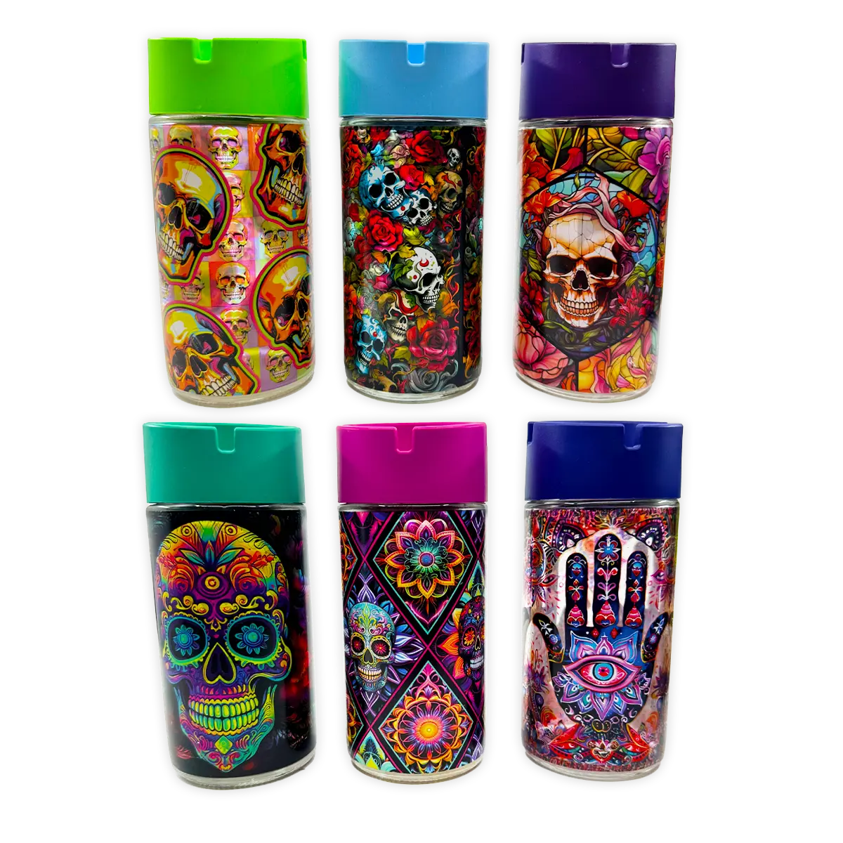 Full Print Glass Butt Bucket Ashtray - 6 Pieces Per Retail Ready Display 25830 - NOVELTY INC WHOLESALE