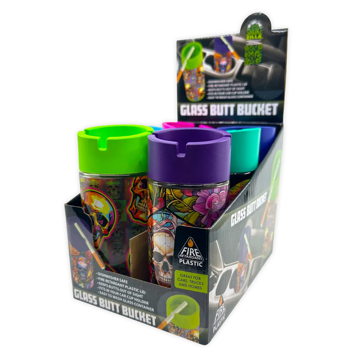 Full Print Glass Butt Bucket Ashtray - 6 Pieces Per Retail Ready Display 25830 - NOVELTY INC WHOLESALE