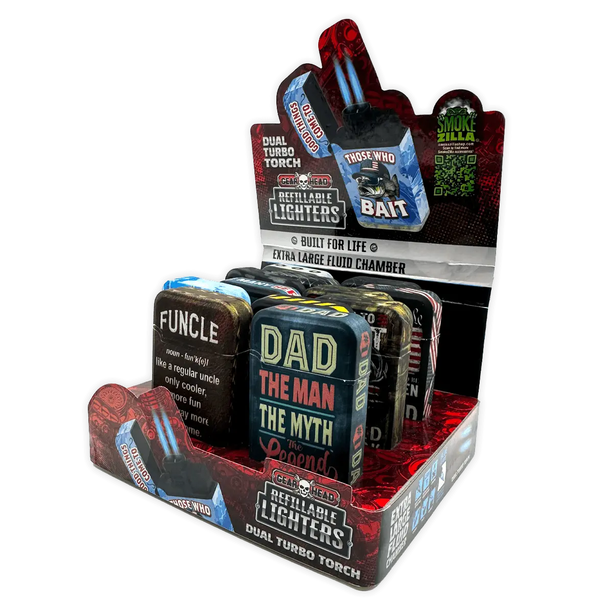Patriotic Gearhead Dual Torch Lighter - 12 Pieces Per Retail Ready Display 25838 - NOVELTY INC WHOLESALE