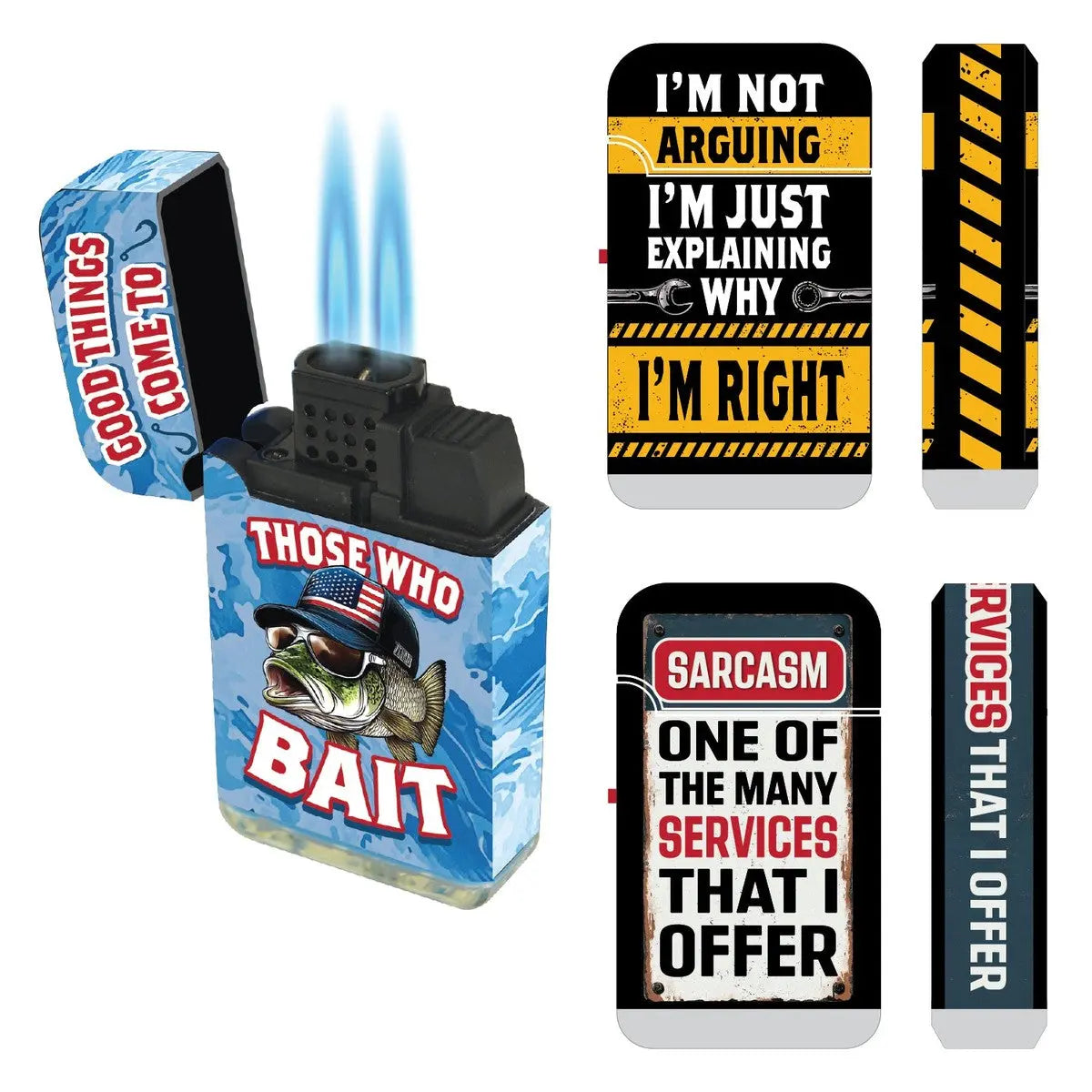 Patriotic Gearhead Dual Torch Lighter - 12 Pieces Per Retail Ready Display 25838 - NOVELTY INC WHOLESALE