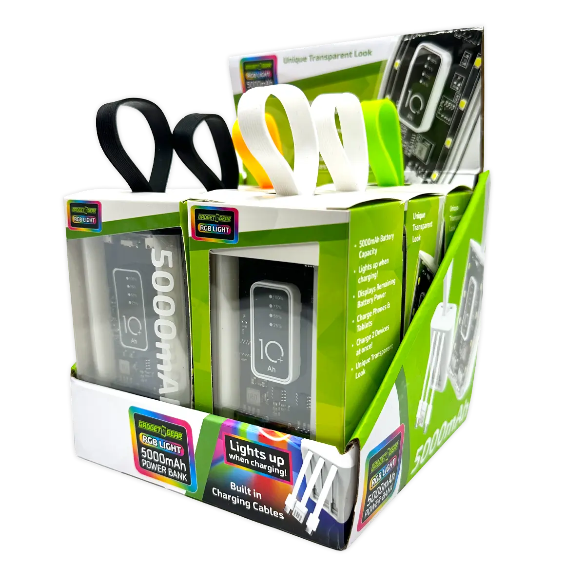 Rechargeable Power Bank with Rgb Lights - 6 Pieces Per Retail Ready Display 25908 - NOVELTY INC WHOLESALE