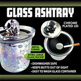 Glass Ashtray with Chrome Plated Lid - 6 Pieces Per Retail Ready Display 25945 SMOKEZILLA