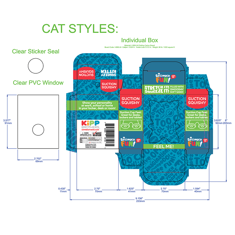 Emotional Support Suction Squishy - 12 Pieces Per Retail Ready Display 26106 KIPP BROTHERS