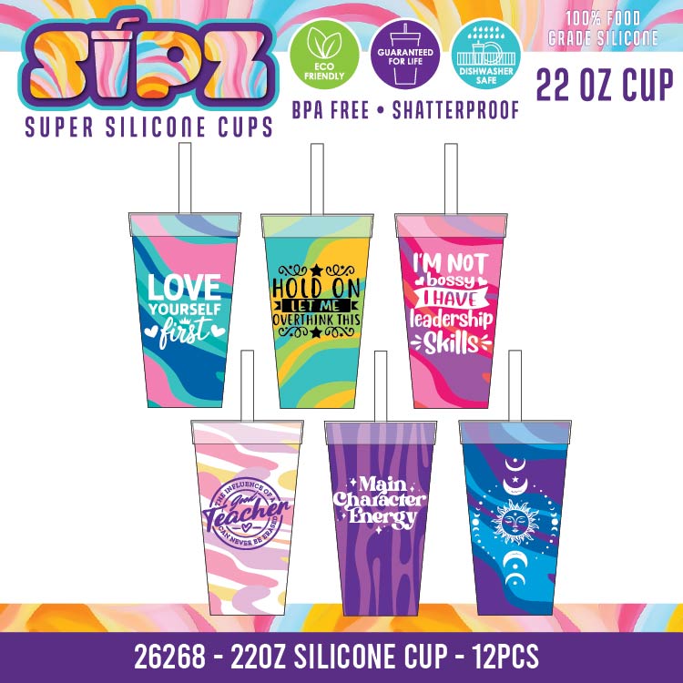 Sipz Silicone Cup Assortment Floor Display - 38 Pieces Per Retail Ready Display Kit 88622 NOVELTY INC