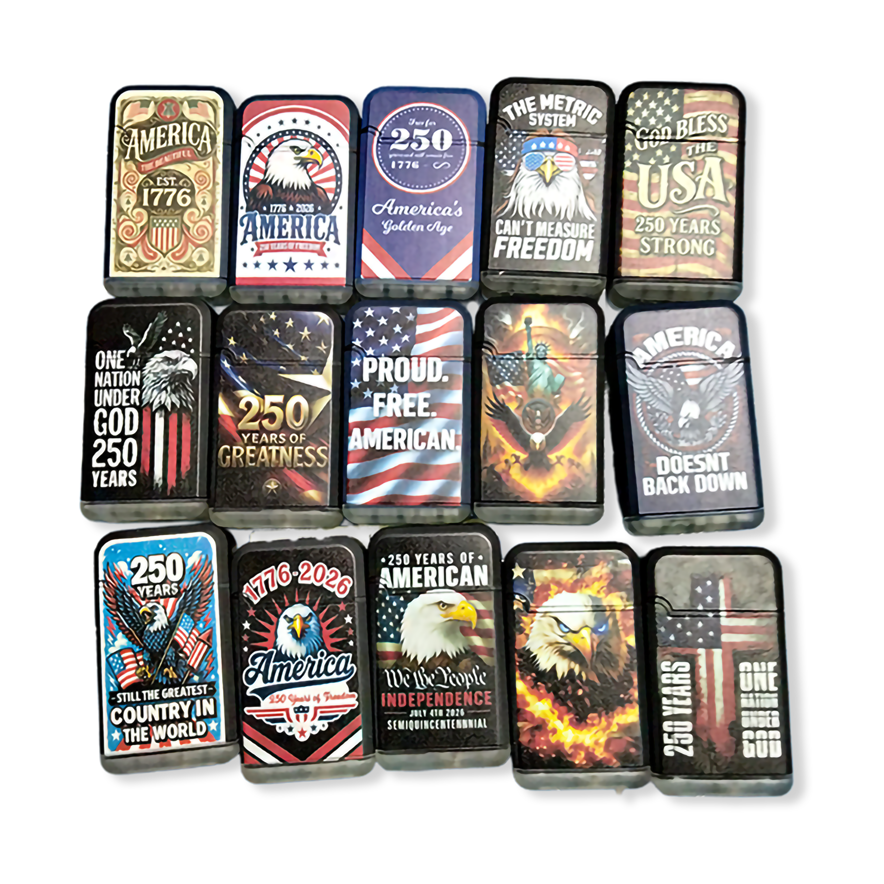 Patriotic USA 250 Dual Torch Lighter - 15 Pieces Per Retail Ready Display 26420 SMOKEZILLA