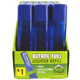 18ML Torch Blue Bulk Butane Refill - 18 Pieces Per Retail Ready Display 41394