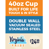 40 oz Stainless-Steel Insulated Printed Cup Virginia Floor Display - 12 Pieces Per Retail Ready Display 88561