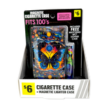 100s Cigarette Storage Case With Magnetic Lighter Case - 4 Pieces Per Retail Ready Display 41828