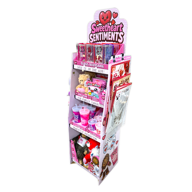 Valentines Day Glass Plush and Gift Assortment Floor Display - 56 Pieces Per Retail Ready Display Kit 88616 NOVELTY INC