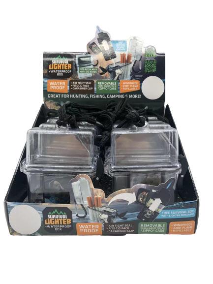 ITEM NUMBER 023110 SURVIVAL LIGHTER BOX 8 PIECES PER DISPLAY