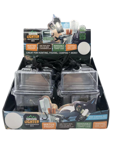 ITEM NUMBER 023110 SURVIVAL LIGHTER BOX 8 PIECES PER DISPLAY