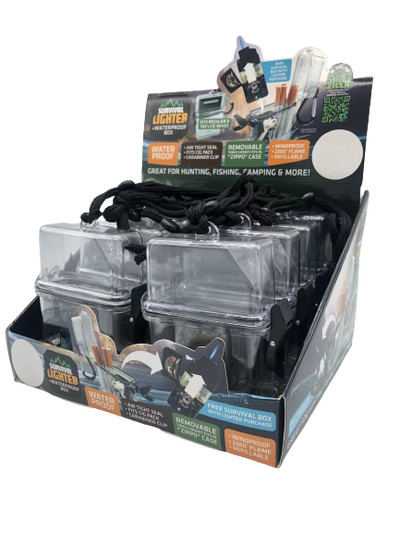 ITEM NUMBER 023110 SURVIVAL LIGHTER BOX 8 PIECES PER DISPLAY
