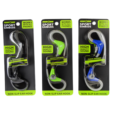 ITEM NUMBER 020777 SPORT EARBUDS 3 PIECES PER PACK