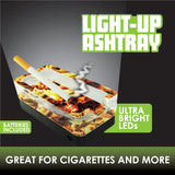 Glass Ashtray with LED Light Up Design- 6 Per Retail Ready Wholesale Display 21754