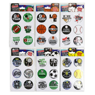 ITEM NUMBER 022040 SPORTS STICKERS TEAM PACK  24 PIECES PER DISPLAY