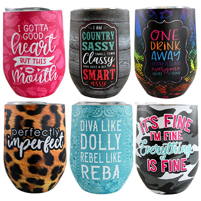 ITEM NUMBER 022266 WINE CUP MIX B SAYINGS 6 PIECES PER DISPLAY