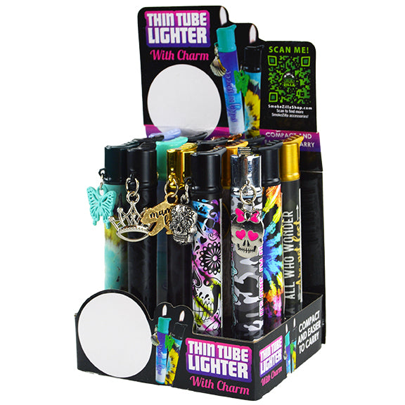 ITEM NUMBER 022301 THIN TUBE CHARM LIGHTER 15 PIECES PER DISPLAY