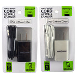 WHOLESALE 2PC USB-TO-LIGHTNING WALL CHARGER SET 2 PIECES PER PACK 22328