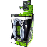 WHOLESALE 10FT 3 IN 1 USB-TO-LIGHTNING / MICRO-USB / USB-C CABLE 6 PIECES PER DISPLAY 22424