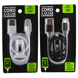 Car Charger with USB to USB-C Charging Cable Set 2.1 Amp- 2 Pieces Per Pack 22451