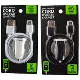 Car Charger USB Port with USB to USB-C Charging Cable Set 2.1 Amp - 2 Pieces Per Pack 22454