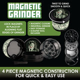 Plastic 4 Piece Grinder with Magnetic Closure- 6 Pieces Per Retail Ready Display 22523