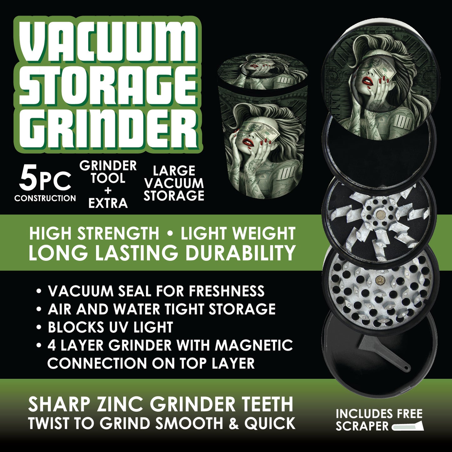 ITEM NUMBER 022578 VACUUM STORAGE GRINDER 6 PIECES PER DISPLAY