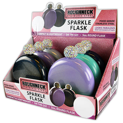 ITEM NUMBER 022772 ROUND SPARKLE FLASK 6 PIECES PER DISPLAY