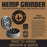 Hemp Resin 2 Piece Grinder with Magnetic Closure- 12 Pieces Per Retail Ready Display 22806